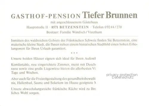 AK / Ansichtskarte Betzenstein Landgasthof Tiefer Brunnen Gaststube Zimmer Hallenbad Betzenstein