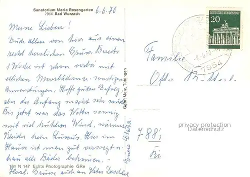 AK / Ansichtskarte Bad_Wurzach Sanatorium Maria Rosengarten Kirche Bad_Wurzach