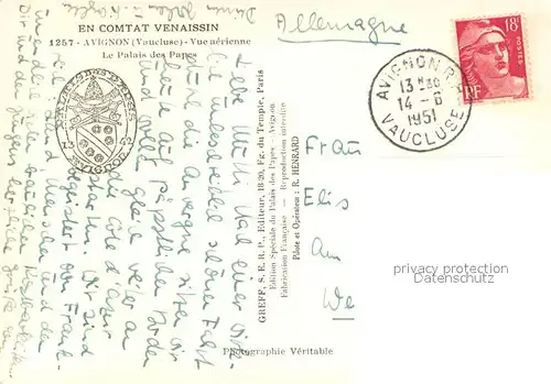 AK / Ansichtskarte Avignon_Vaucluse Vue aerienne Le Palais des Papes Avignon Vaucluse