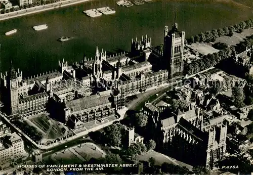 AK / Ansichtskarte London__UK Houses of Parliament and Westminster Abbey Air view 