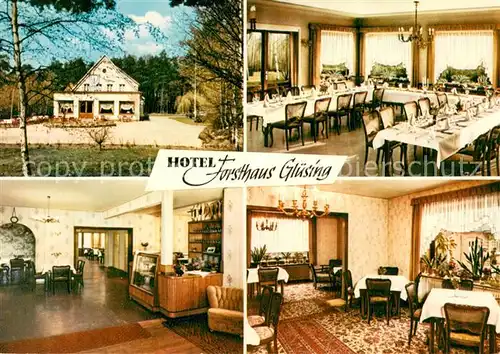 AK / Ansichtskarte Lauenburg_Elbe Hotel Forsthaus Gluesing Gaststube Speisesaal Rezeption Lauenburg Elbe