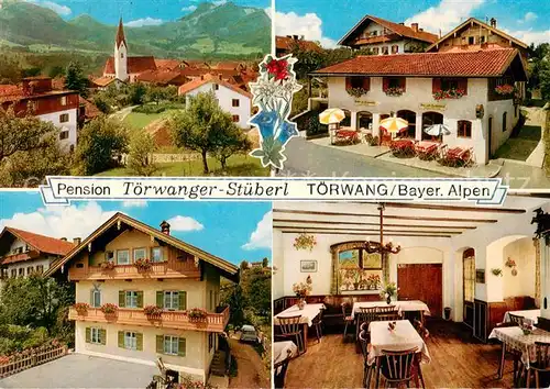 AK / Ansichtskarte Toerwang Panorama Pension Toerwanger Stueberl Gaststube Toerwang