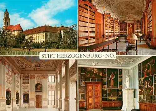 AK / Ansichtskarte Herzogenburg Augustiner Chorherrenstift Herzogenburg Stiftsgebaeude Bibliothek Festsaal Bildersaal Herzogenburg