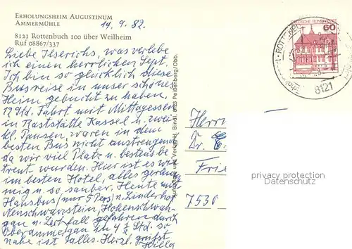 AK / Ansichtskarte Rottenbuch_Oberbayern Erholungsheim Augustinum Ammermuehle Gastraeume Rottenbuch Oberbayern