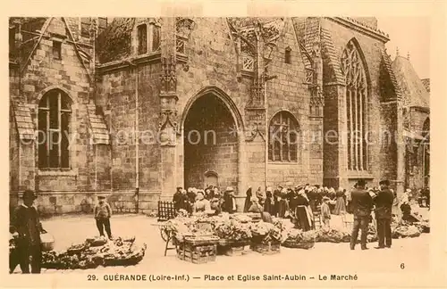 AK / Ansichtskarte Guerande_44 Place et Eglise Saint Aubin Le Marche 