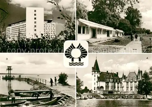 AK / Ansichtskarte Klink_Waren FDGB Urlaubersiedlung Voelkerfreundschaft Neues Erholungsheim Bungalows Mole Schloss Klink Waren
