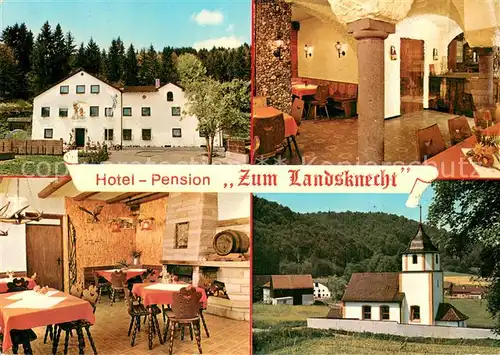 AK / Ansichtskarte Schafhausen_Titting_Oberbayern Hotel Pension Zum Landsknecht Gastraeume Kirche Schafhausen_Titting