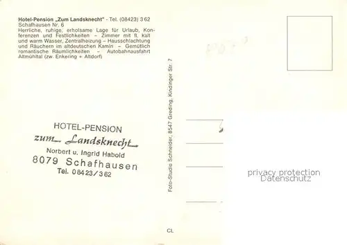 AK / Ansichtskarte Schafhausen_Titting_Oberbayern Hotel Pension Zum Landsknecht Gastraeume Kirche Schafhausen_Titting