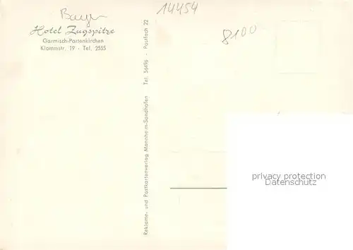 AK / Ansichtskarte Garmisch Partenkirchen Hotel Zugspitze Bar Garmisch Partenkirchen