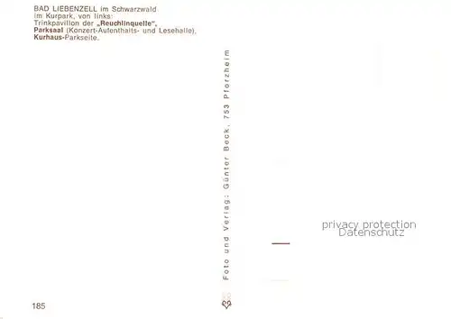 AK / Ansichtskarte Bad_Liebenzell Kurpark Trinkpavillon der Reuchlinquelle Parksaal Kurhaus Parkseite Bad_Liebenzell