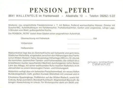 AK / Ansichtskarte Wallenfels_Oberfranken Pension Petri Wallenfels_Oberfranken