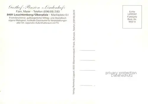AK / Ansichtskarte Leuchtenberg Gasthof Pension Lindenhof Gastraeume Zimmer Leuchtenberg