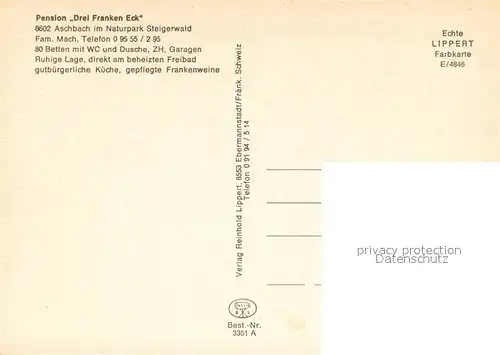 AK / Ansichtskarte Aschbach_Oberfranken Pension Drei Franken Eck Aschbach Oberfranken