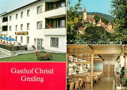 AK / Ansichtskarte Greding Gasthof Christl Gaststube Kirche Greding