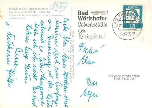 AK / Ansichtskarte Bad_Woerishofen Kurheim Pfeiffer Bad_Woerishofen