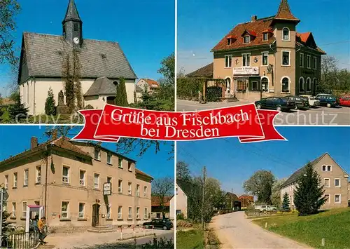 AK / Ansichtskarte Fischbach_Arnsdorf Kirche Gasthof Pension Schwarzes Ross Ortspartie Fischbach Arnsdorf