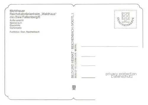 AK / Ansichtskarte Mehltheuer_Vogtland Reichsbahnferienheim Waldhaus Speiseraum Gaststaette Garten Mehltheuer_Vogtland