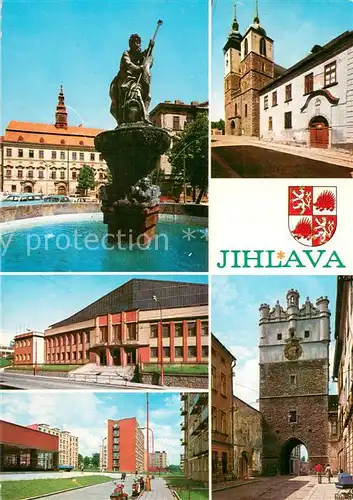 AK / Ansichtskarte Jihlava_Iglau_CZ Poseidonovou sochou Horacky zimni Sidliste Berichov Pruceli gotickeho chramu Goticke renesancni brana mestskeho opevneni 