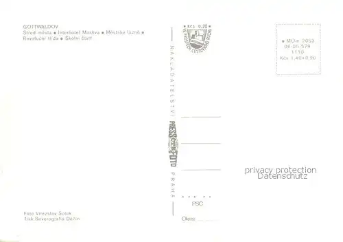 AK / Ansichtskarte Gottwaldov_Tschechien Stred mesta Interhotel Moskva Mestske lazne Revolucni trida Skolni ctvrf Gottwaldov Tschechien