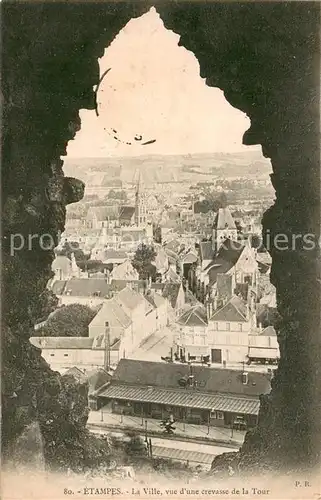 AK / Ansichtskarte Etampes sur Marne La Ville vue dune crevasse de la Tour Etampes sur Marne