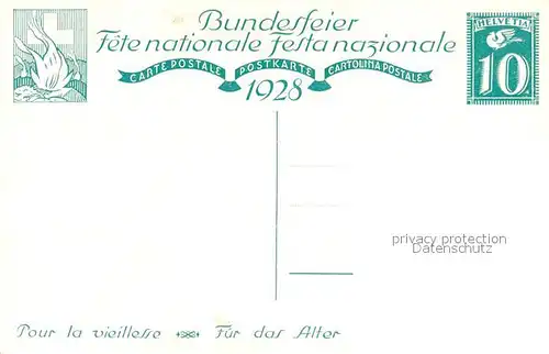 AK / Ansichtskarte Bundesfeier_Schweiz 1928 Stricken 