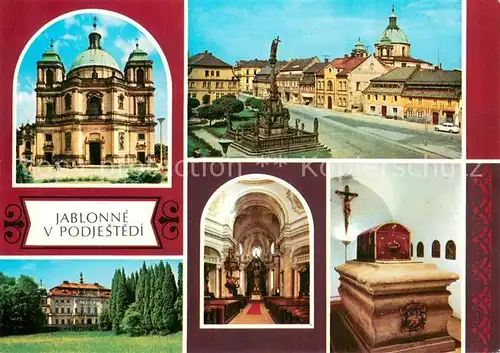 AK / Ansichtskarte Jablonne_Podjestedi_Gabel Barokni chram Pod kostelem jsou pristupne krypty Zamek Novy Falkenburk Jablonne_Podjestedi_Gabel