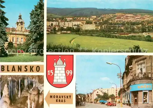 AK / Ansichtskarte Blansko Radnice s parkem Celkovy pohled Moravsky kras Punkevni jeskyne Pohadkovy dom Centrum mesta Blansko