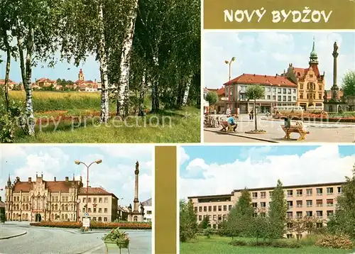 AK / Ansichtskarte Novy_Bydzov_CZ Celkovy pohled od Cidliny Namesti Miru s hotelem Lev Radnice Nemocnice 