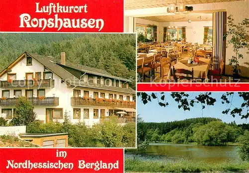 AK / Ansichtskarte Ronshausen Restaurant Cafe Waldhotel Marbach Gastraum Seepartie Ronshausen