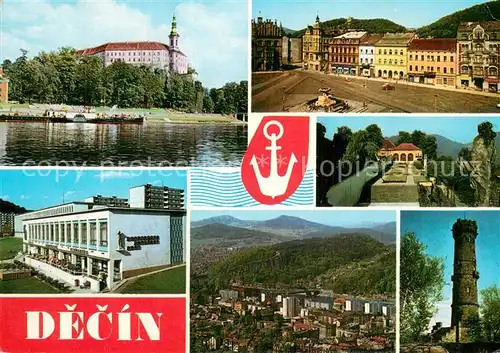 AK / Ansichtskarte Decin_Czechia Zamek Leninovo nam Restaurant Atlantic Ruzova zahrada Rozhledna na Vysokem Snezniku 