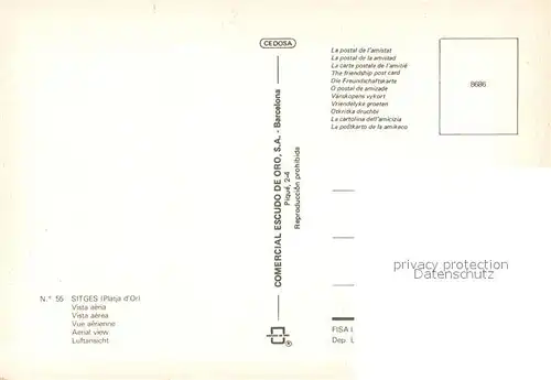 AK / Ansichtskarte Sitges Vista aerea Sitges