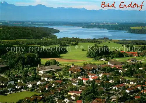 AK / Ansichtskarte Bad_Endorf mit Simssee  und Chiemgauer Bergen Fliegeraufnahme Bad_Endorf