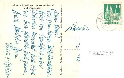 AK / Ansichtskarte Geitau Gasthaus zur roten Wand mit Aiplspitz Geitau