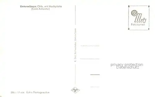 AK / Ansichtskarte Unterwoessen mit Hochplatte und Cafe Achental Unterwoessen