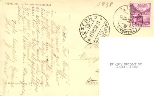 AK / Ansichtskarte Lenk_Simmental Kirche mit Wildstrubel Lenk Simmental