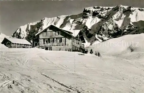 AK / Ansichtskarte Lenk_Simmental Berghotel Hahnenmoos Pass Lenk Adelboden Fitzer und Rotstock Lenk Simmental