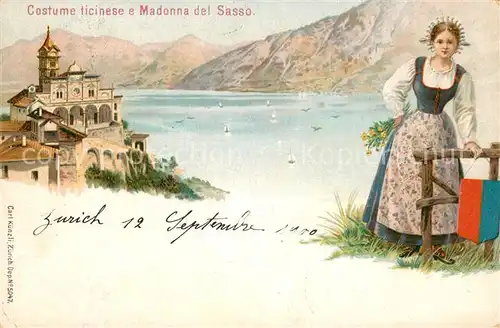 AK / Ansichtskarte Locarno_TI Costume ticinese Madonna del Sasso Locarno_TI