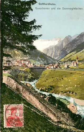 AK / Ansichtskarte Gotthardbahn Goeschenen und der Dammagletscher Gotthardbahn