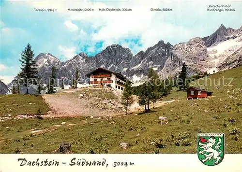 AK / Ansichtskarte Dachstein_Suedwand Panorama mit Berghotel Tuerlwand und Gletscherstation Hunerkogel 