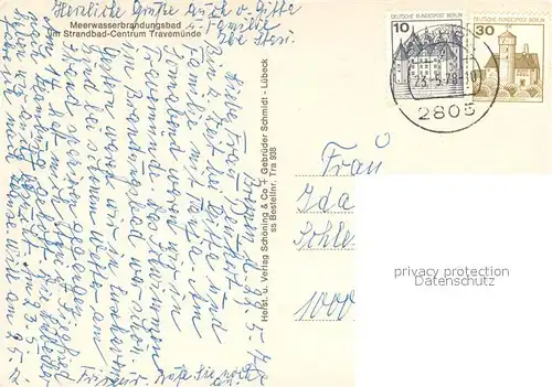 AK / Ansichtskarte Travemuende_Ostseebad Meerwasserbrandungsbad im Strandbad Centrum Travemuende_Ostseebad