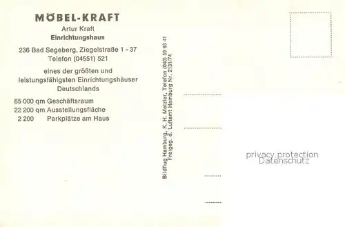AK / Ansichtskarte Bad_Segeberg Moebel Kraft Einrichtungshaus Fliegeraufnahme Bad_Segeberg