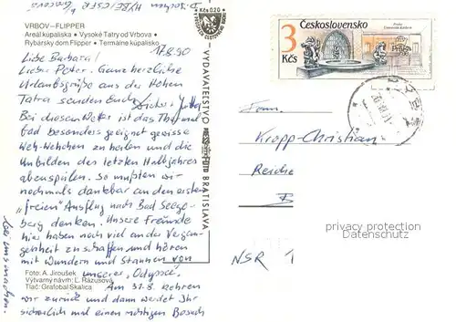 AK / Ansichtskarte Vrbov_Flipper_SK Areal kupaliska Vysoke Tatry od Vrobova Rybarsky dom Flipper Termalne kupalisko 