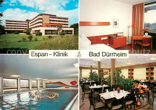 AK / Ansichtskarte Bad_Duerrheim Espan Klinik Patientenzimmer Hallenbad Speisesaal Bad_Duerrheim