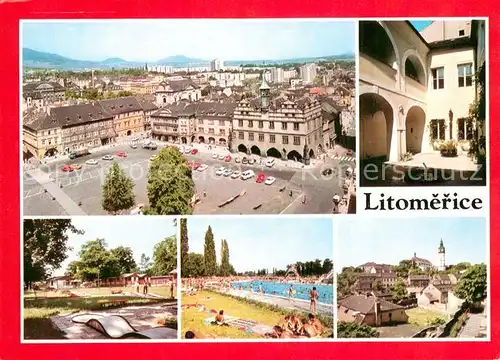 AK / Ansichtskarte Litomerice_Leitmeritz_Nordboehmen Marktplatz Minigolf Freibad Panorama Litomerice_Leitmeritz