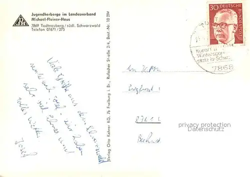AK / Ansichtskarte Todtnauberg Jugendherberge Fleinerhaus Freibad Serpentinen Gastraeume Todtnauberg