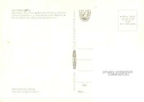 AK / Ansichtskarte Gottwaldov_Tschechien Obchodni dum Prior NamestiPrace s administrativnibudovou np Svit Interhotel Moskva Socha Klementa Gottwalda Letni kino Gottwaldov Tschechien