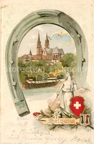 AK / Ansichtskarte Basel_BS Muenster mit Helvetia Basel_BS