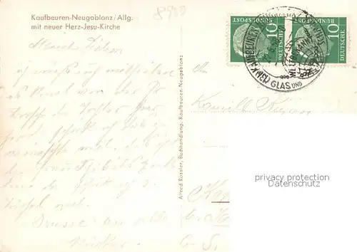 AK / Ansichtskarte Neugablonz Fliegeraufnahme mit neuer Herz Jesu Kirche Neugablonz