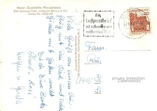 AK / Ansichtskarte Schliersee Hotel Gaststaette Wendelstein Schliersee