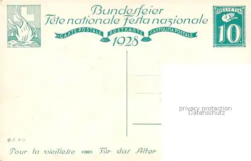 AK / Ansichtskarte Bundesfeier_Schweiz 1928 Fuer das Alter 